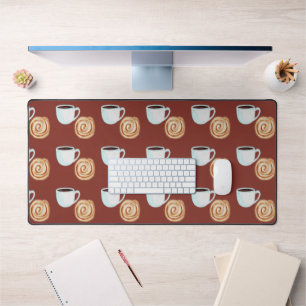 Watercolor Cinnamon Bun Pastry Coffee Desk Mat