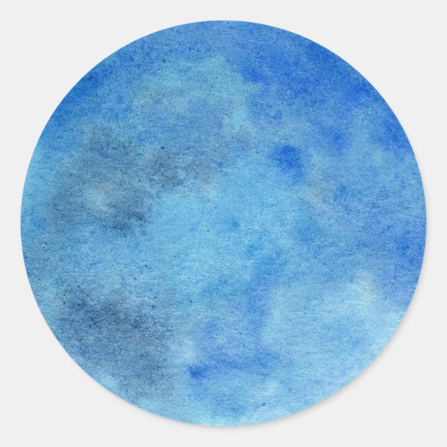 Watercolor circle in blue color classic round sticker (Front)