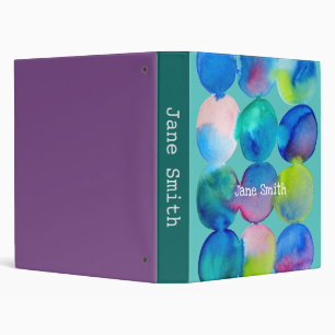Watercolor circle pattern abstract art cool colour 3 ring binder