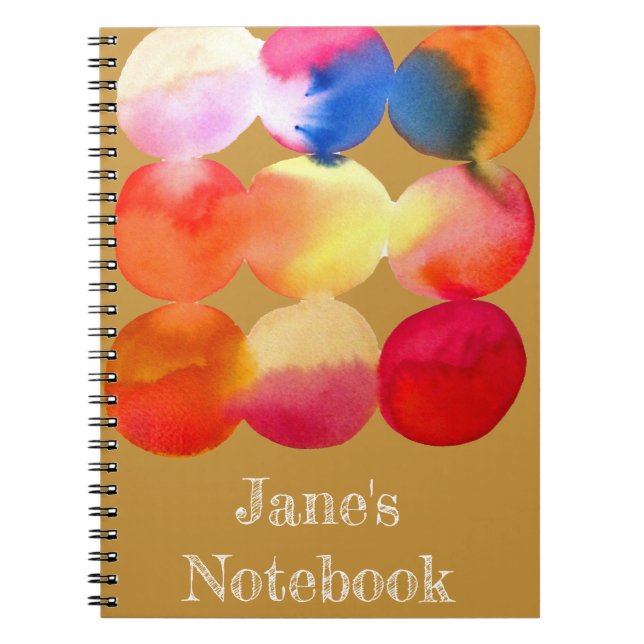Watercolor circle pattern abstract art warm color notebook (Front)
