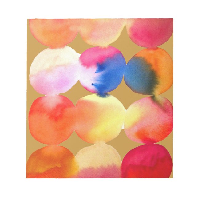 Watercolor circle pattern abstract art warm color notepad (Front)
