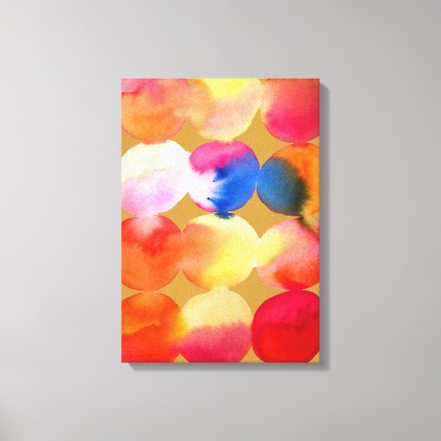 Watercolor circle pattern abstract art warm colour canvas print (Front)