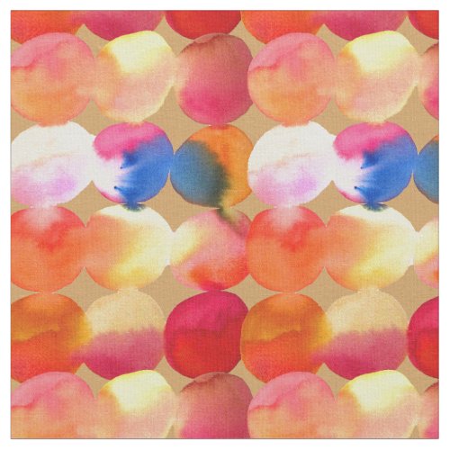 Watercolor circle pattern abstract art warm colour fabric