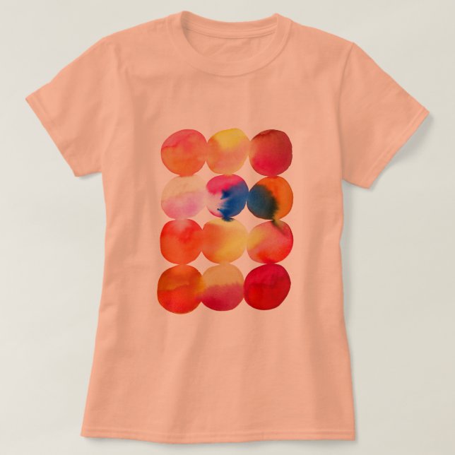 Watercolor circle pattern abstract art warm colour T-Shirt (Design Front)