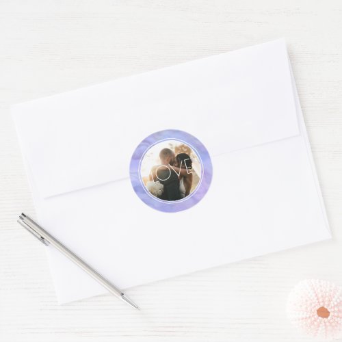 Watercolor Circle Periwinkle Blue Custom Photo Classic Round Sticker