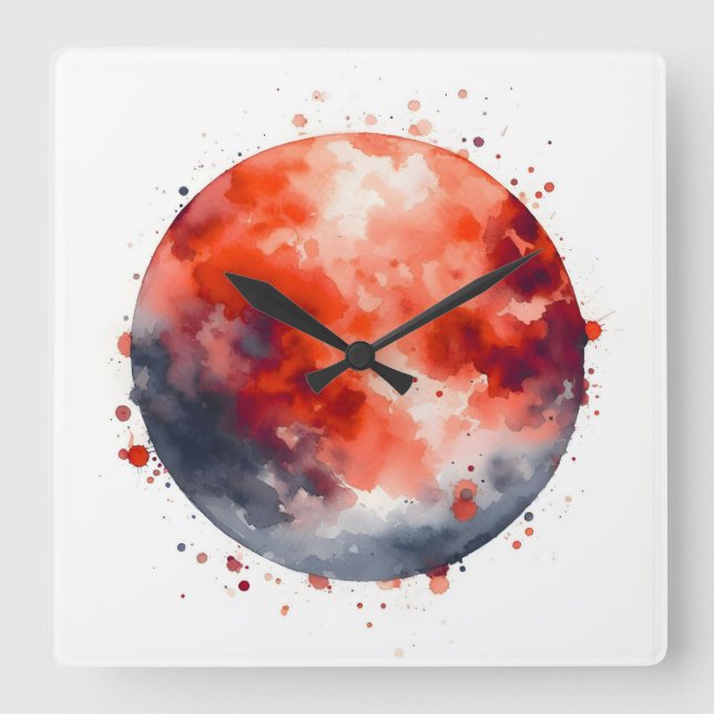 watercolor circle square wall clock (Front)