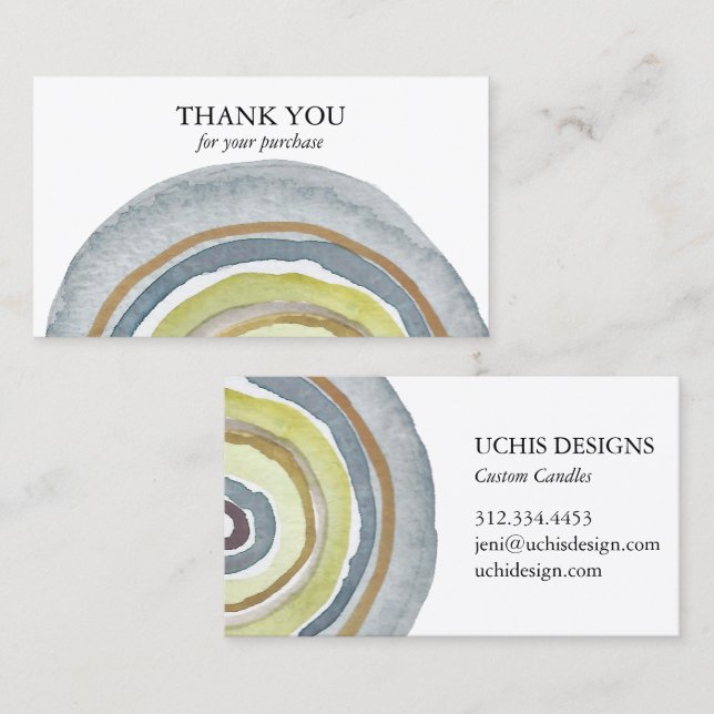 Watercolor Circles Abstract Minimalist Handmade Business Card (Front/Back)