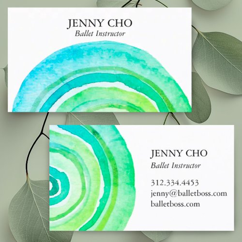 Watercolor Circles Abstract Minimalist Handmade Business Card