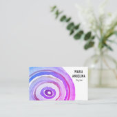 Watercolor Circles Neutral Rings Abstract Purple Business Card (Standing Front)