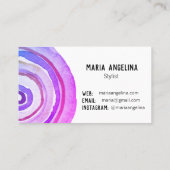 Watercolor Circles Neutral Rings Abstract Purple Business Card (Back)