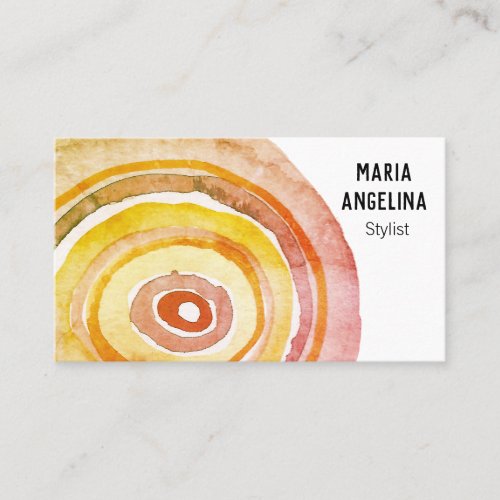 Watercolor Circles Neutral Rings Abstract Warm Red Business Card