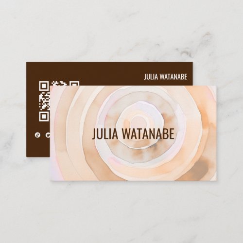 Watercolor Circles QR Code Social Media Modern Business Card