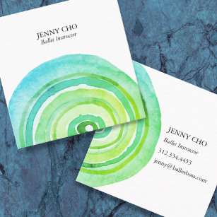 Watercolor Circles Ring Abstract Minimalist Green Square Business Card