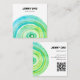 Watercolor Circles Ring Minimalist Green QR CODE Square Business Card ...