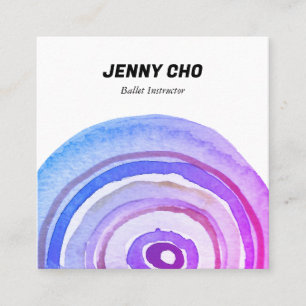 Watercolor Circles Ring Minimalist Purple QR CODE Square Business Card