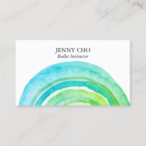 Watercolor Circles Rings Abstract Minimalist Green Business Card
