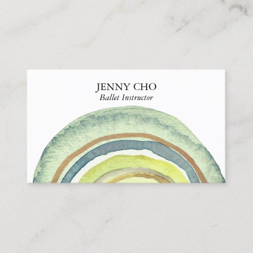 Watercolor Circles Rings Abstract Minimalist Green Business Card