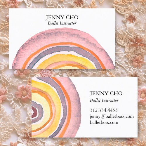 Watercolor Circles Rings Abstract Minimalist Warm Business Card