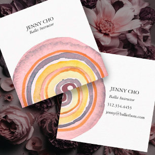 Watercolor Circles Rings Abstract Minimalist Warm Square Business Card