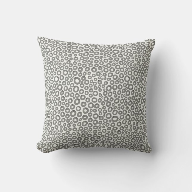 Watercolor Circles - Washy Black Throw Pillow (Front)