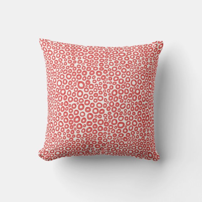 Watercolor Circles - Washy Red Throw Pillow (Front)