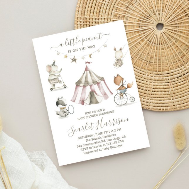 Watercolor Circus Animals Baby Shower Invitation (Creator Uploaded)