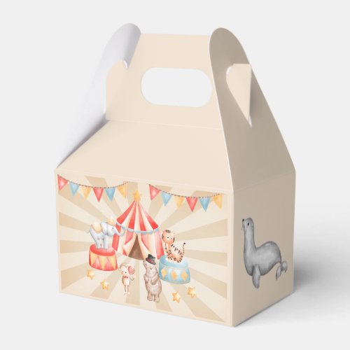 Watercolor Circus Animals Birthday Favor Boxes