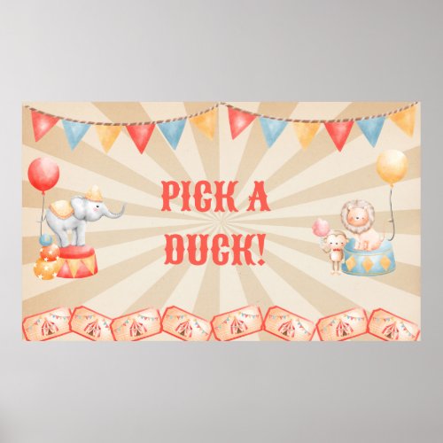 Watercolor Circus Animals Birthday Party Station  Poster
