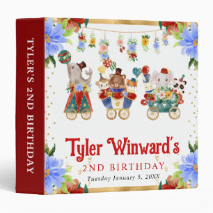 Watercolor Circus Animals Birthday Photo Album 3 Ring Binder