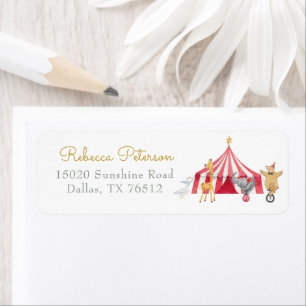 Watercolor Circus Carnival Baby Shower  Label