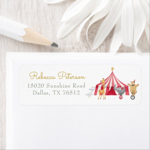 Watercolor Circus Carnival Baby Shower  Label