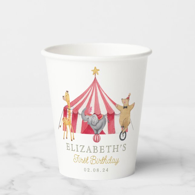 Watercolor Circus Carnival Baby Shower  Paper Cups (Front)