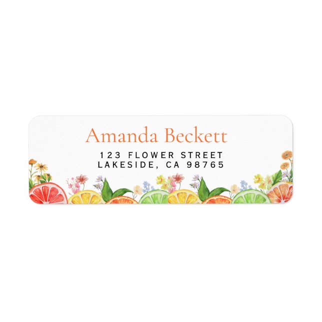 Watercolor Citrus Baby Shower Label (Front)