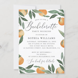 Watercolor citrus bachelorette party weekend invitation
