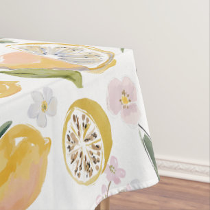 Watercolor Citrus & Blueberry Pattern Tablecloth