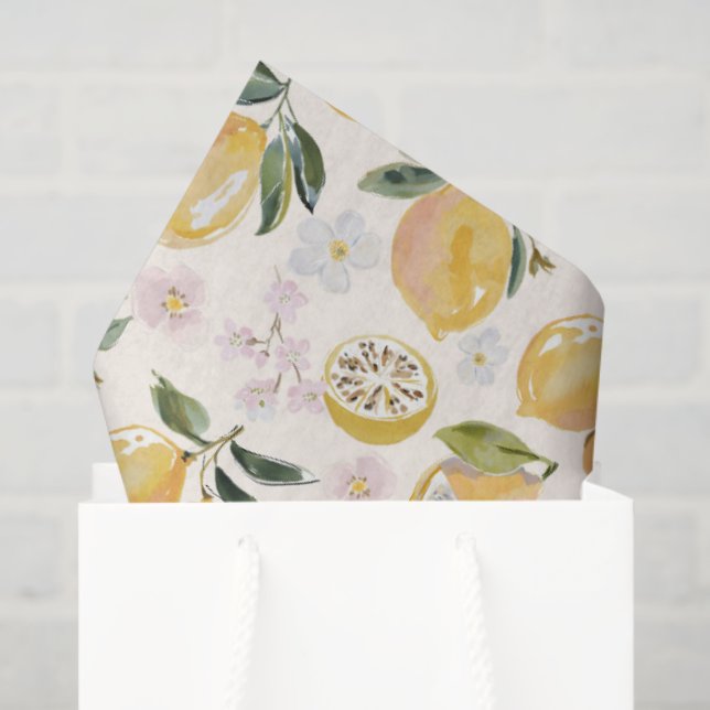 Watercolor Citrus & Blueberry Pattern Tissue Paper (Gift Bag)