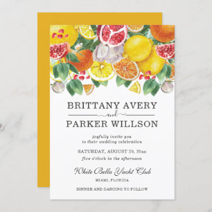 Watercolor Citrus Botanical Wedding Invitation
