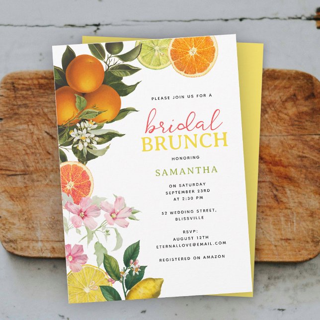 Watercolor Citrus Bridal Brunch Bridal Shower Invitation (Watercolor Citrus Bridal Brunch Bridal Shower Invitation)