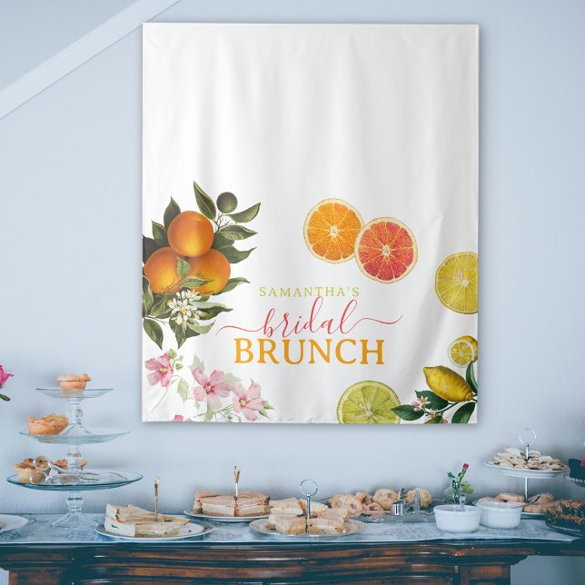 Watercolor Citrus Bridal Brunch Bridal Shower Tapestry (Watercolor Citrus Bridal Brunch Bridal Shower Tapestry)