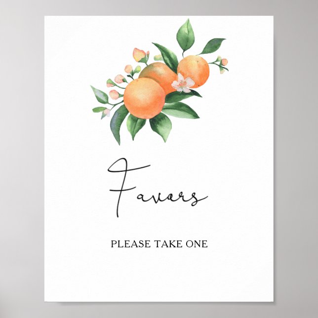 Watercolor citrus - bridal favors please take one poster (Front)