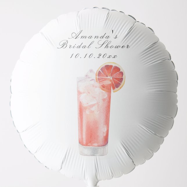 Watercolor Citrus Cocktail Bridal Shower Balloon (Front)
