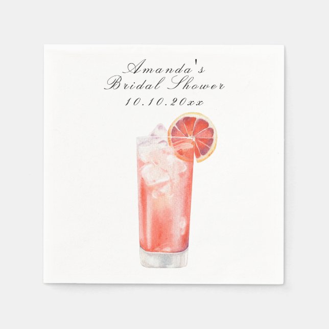 Watercolor Citrus Cocktail Bridal Shower Napkins (Front)