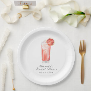 Watercolor Citrus Cocktail Bridal Shower Paper Plates