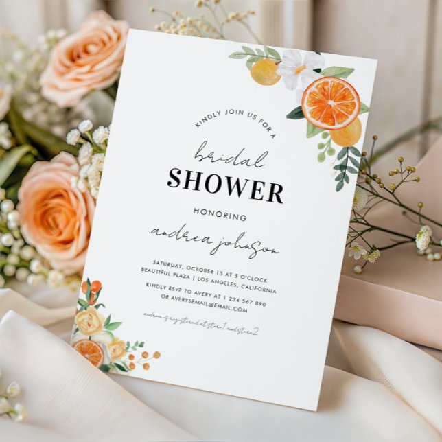 Watercolor Citrus Floral Blossom Bridal Shower     Invitation (Creator Uploaded)