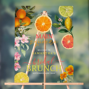 Watercolor Citrus Floral Bridal Shower Brunch Arch Acrylic Sign