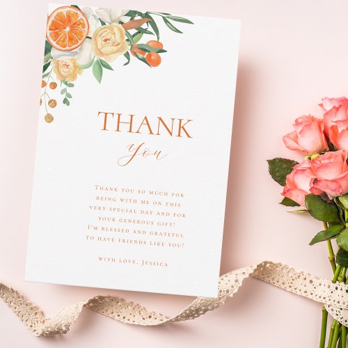 Watercolor Citrus Floral Bridal Shower Thank You