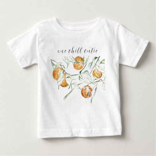 Watercolor Citrus Fruit Chill Clementine Cutie  Baby T_Shirt