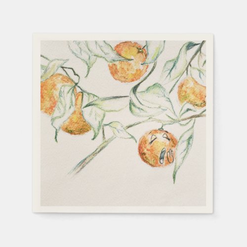 Watercolor Citrus Fruit Clementine Cutie Napkins