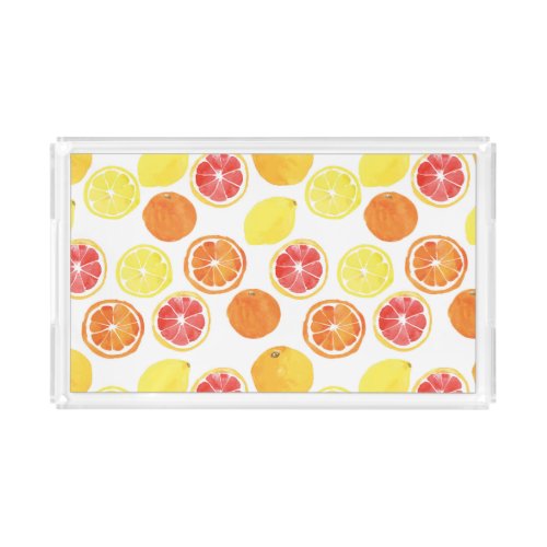 Watercolor Citrus Fruit Pattern Acrylic Tray