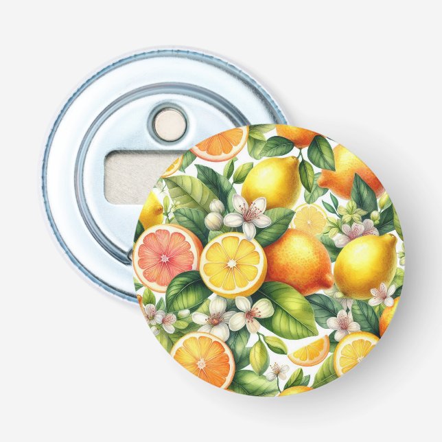 Watercolor Citrus Fruit Pattern Bottle Opener (Front)